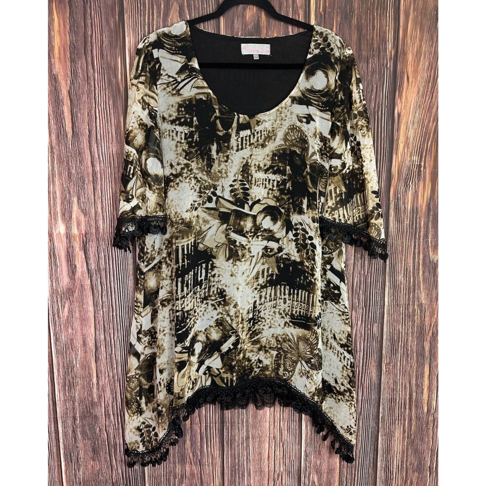Pretty‎ Angel Butterfly Lace Tunic Top Hippy Dressy Vintage Victorian Size 1X